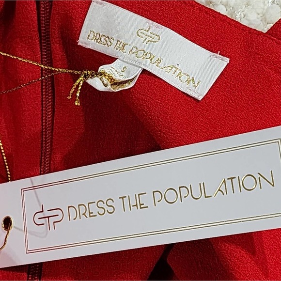 Dress the Population Beth one‎ shoulder lady in red midi dress size small new - Picture 8 of 10